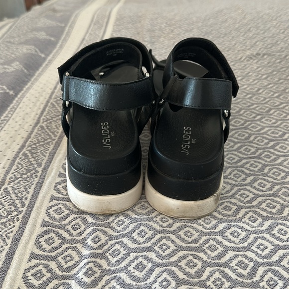 J/Slides Women's Blakely Platform Sandals Black White - Picture 7 of 10